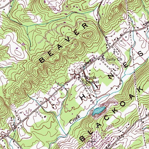 Topographic Map of Byrd Chapel, TN