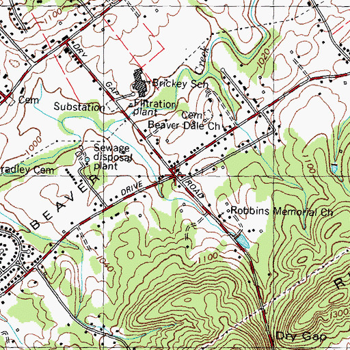 Topographic Map of Dry Gap, TN