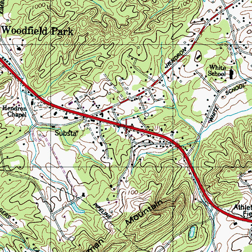 Topographic Map of Hendron, TN