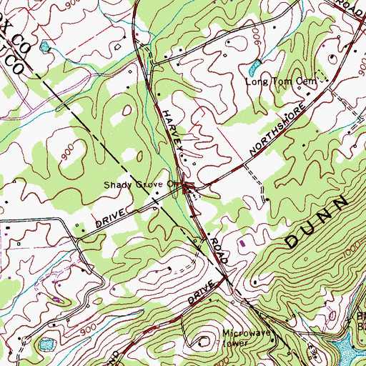 Topographic Map of Shady Grove, TN