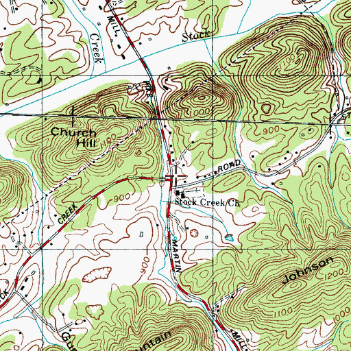 Topographic Map of Stock Creek, TN
