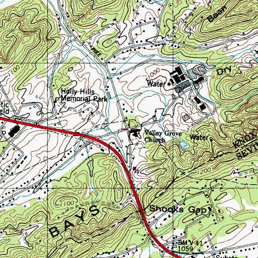 Topographic Map of Valley Grove, TN