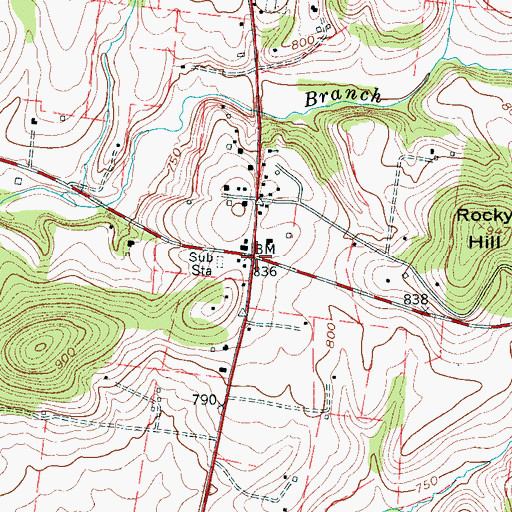 Topographic Map of Triune, TN