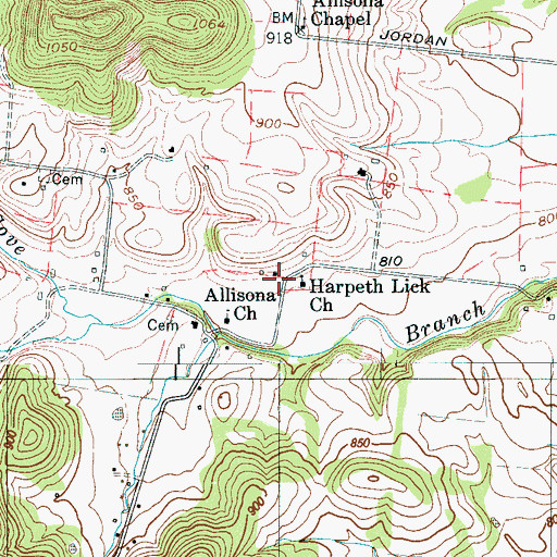 Topographic Map of Watson, TN