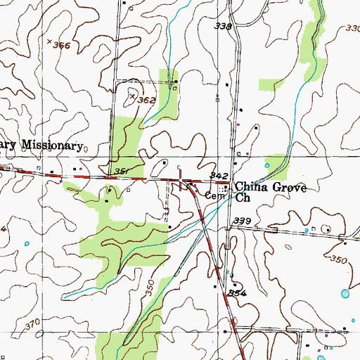 Topographic Map of China Grove, TN