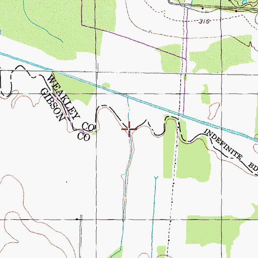 Topographic Map of Locust Grove Creek, TN