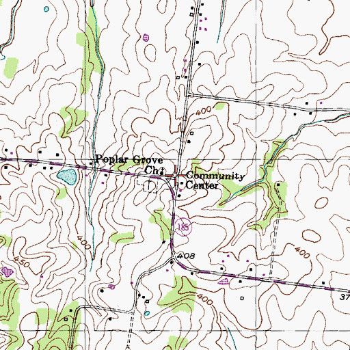 Topographic Map of Poplar Grove, TN