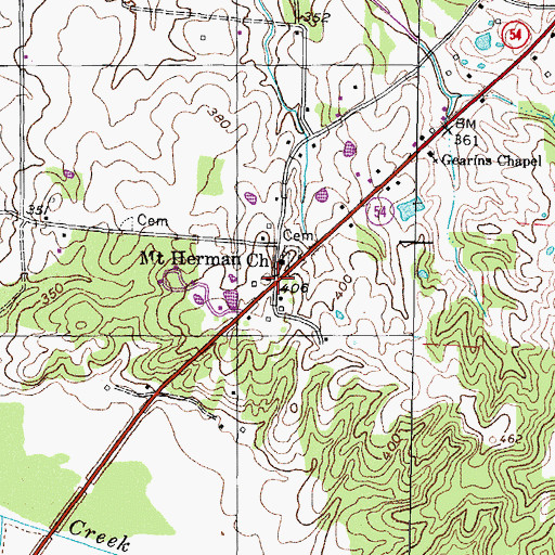 Topographic Map of Mount Herman, TN