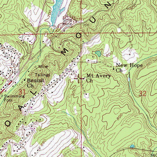 Topographic Map of Mount Avery Church, AL