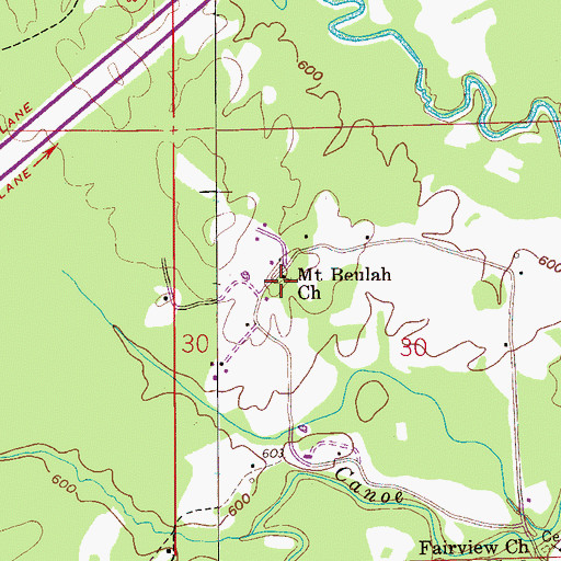 Topographic Map of Mount Beulah Church, AL