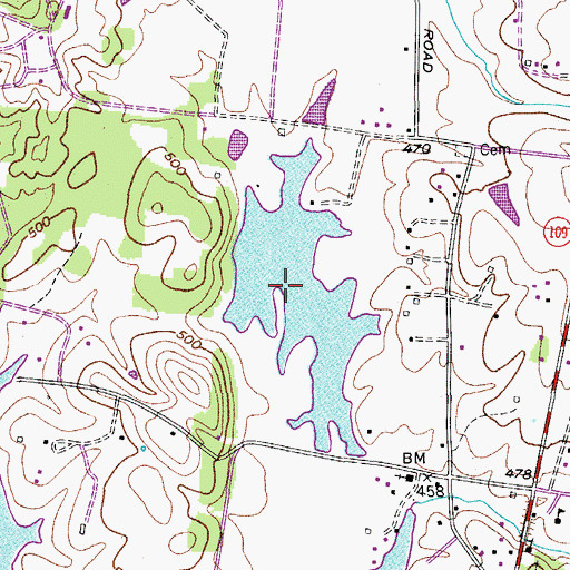 Topographic Map of Ackers Lake, TN