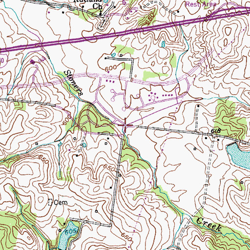Topographic Map of Belinda City, TN