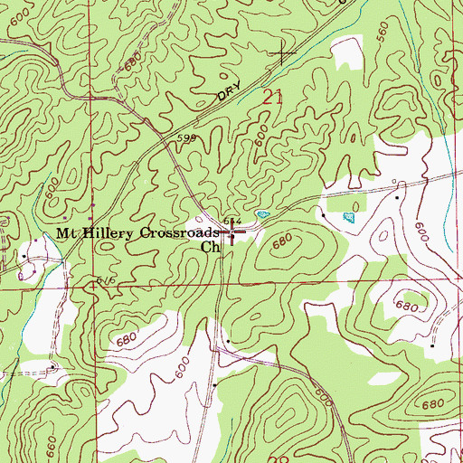 Topographic Map of Mount Hillery Crossroads Church, AL
