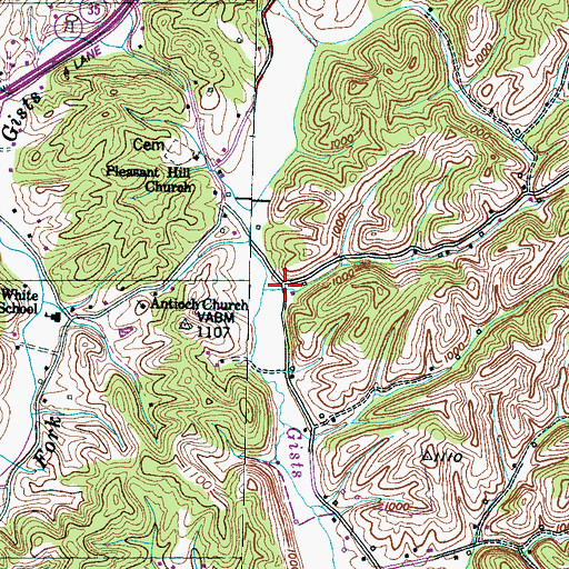 Topographic Map of Mathis Hollow, TN