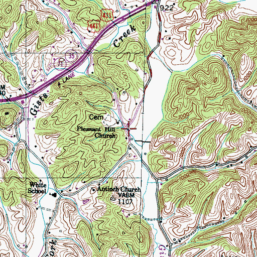Topographic Map of Pleasant Hill, TN