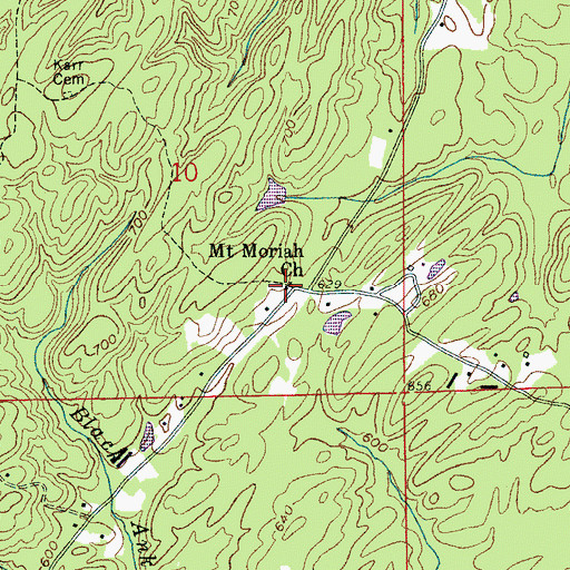 Topographic Map of Mount Moriah Church, AL