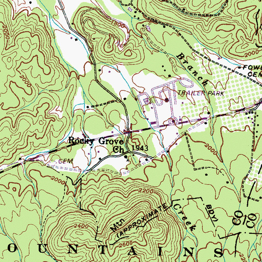 Topographic Map of Rocky Grove, TN