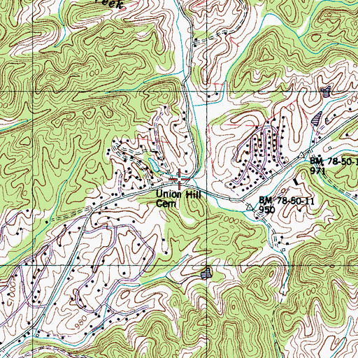 Topographic Map of Union Hill, TN