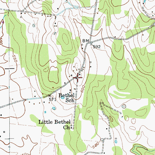 Topographic Map of Bethel, TN