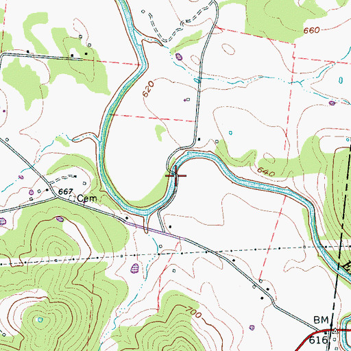 Topographic Map of Gooch Ford, TN