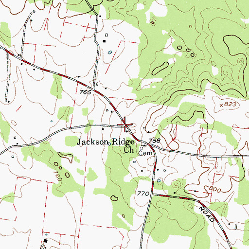 Topographic Map of Jackson Ridge, TN