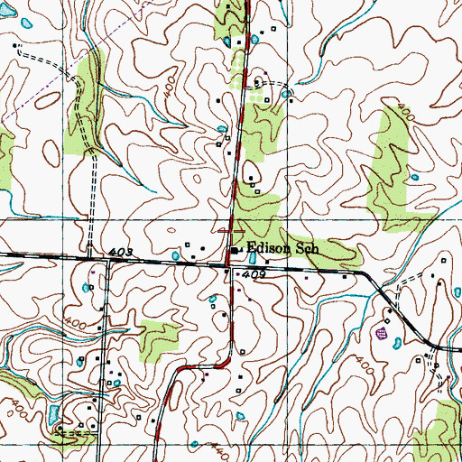 Topographic Map of Edison, TN