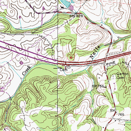 Topographic Map of Brown Cemetery, TN