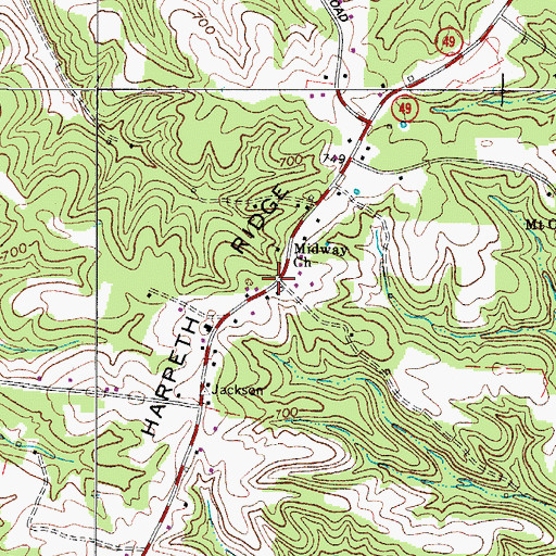 Topographic Map of Dannertown, TN