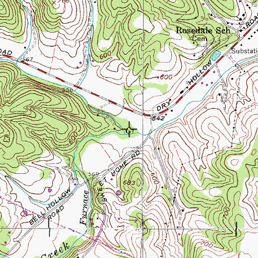 Topographic Map of Dry Hollow, TN