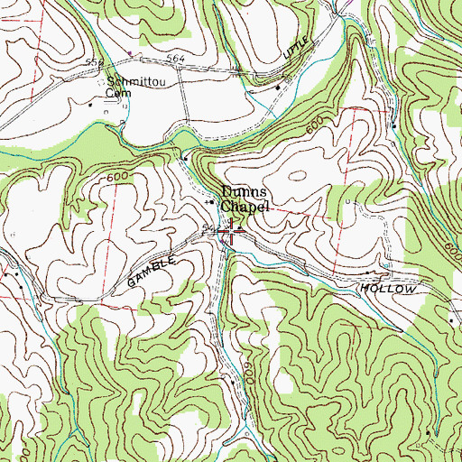 Topographic Map of Dunn Chapel, TN
