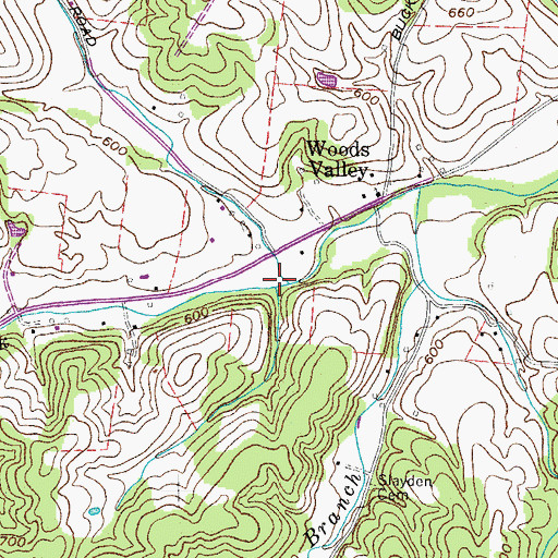 Topographic Map of Stone Branch, TN
