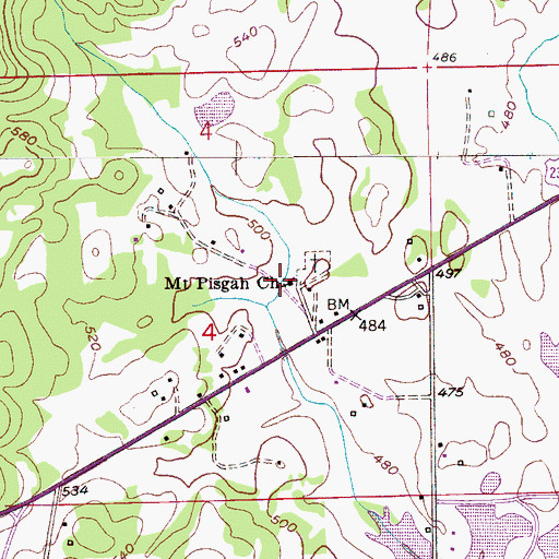 Topographic Map of Mount Pisgah Baptist Church, AL