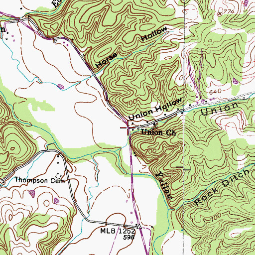 Topographic Map of Yellow Creek, TN