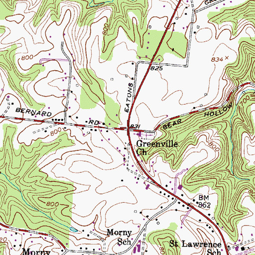 Topographic Map of Greenville, TN