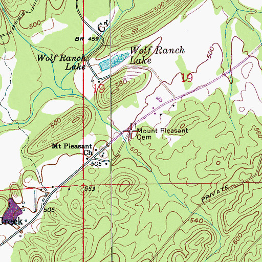 Topographic Map of Mount Pleasant Cemetery, AL