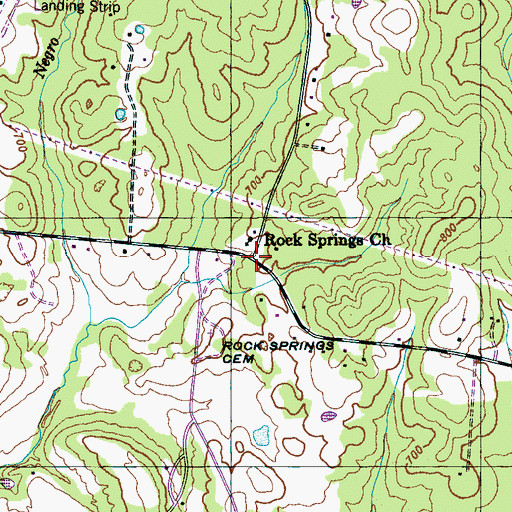 Topographic Map of Rock Springs, TN