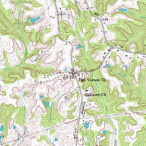 Topographic Map of Oaklawn, TN