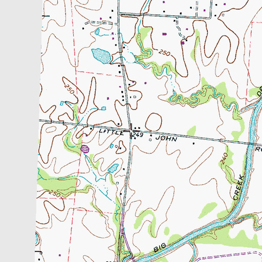 Topographic Map of Little John, TN