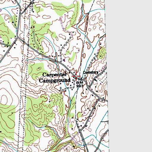 Topographic Map of Carpenter Campground, TN
