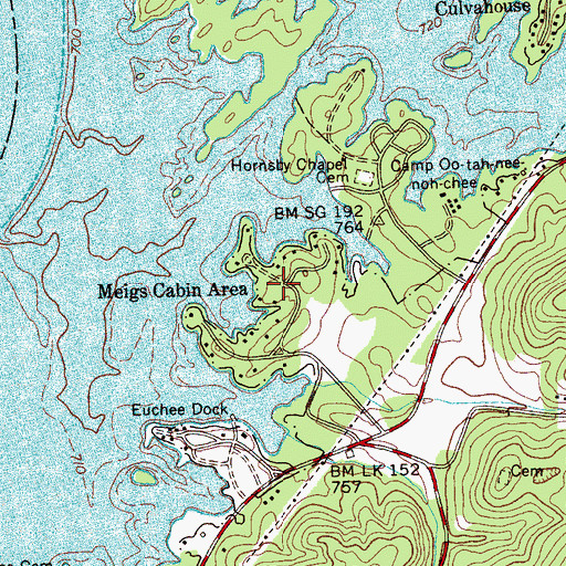 Topographic Map of Meigs Cabin Area, TN