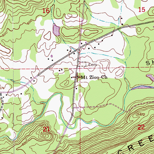 Topographic Map of Mount Zion Church, AL
