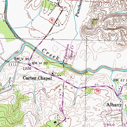 Topographic Map of Puncheon Camp Creek, TN