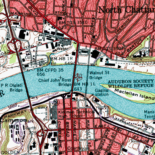 Topographic Map of Ross Ferry (historical), TN