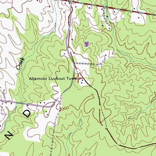 Topographic Map of Altamont Lookout Tower, TN