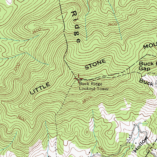Topographic Map of Buck Ridge Lookout Tower, TN
