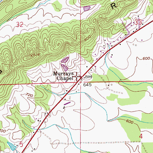 Topographic Map of Murrays Chapel, AL