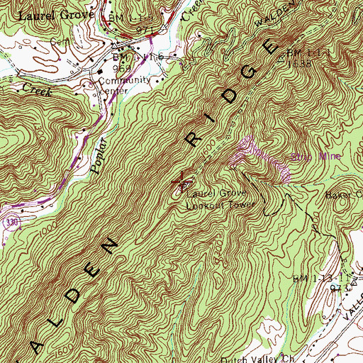 Topographic Map of Laurel Grove Lookout Tower, TN