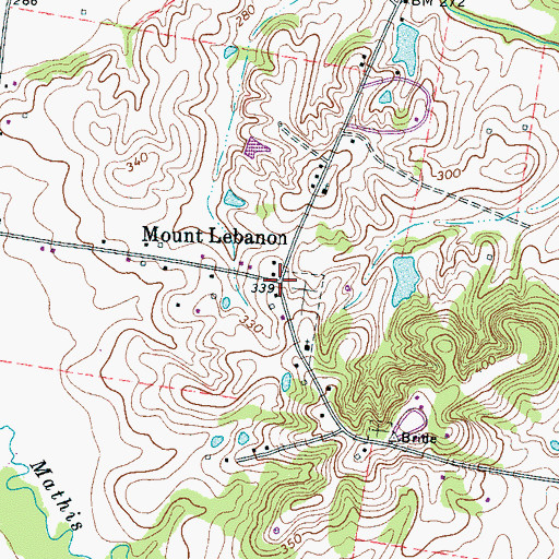 Topographic Map of Mount Lebanon, TN