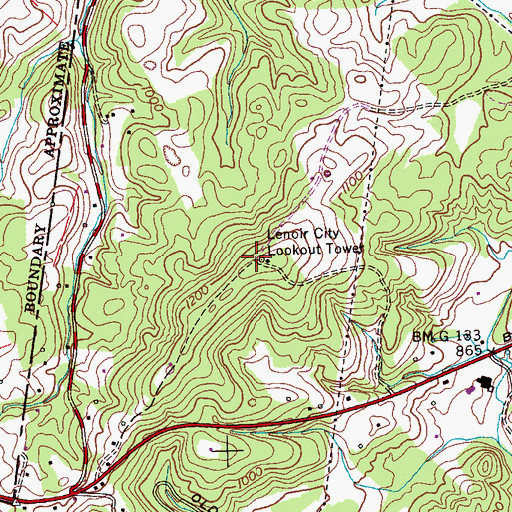 Topographic Map of Lenoir City Lookout Tower, TN