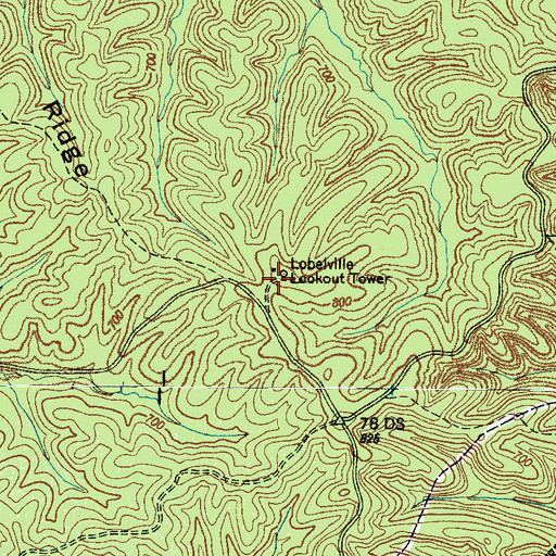 Topographic Map of Lobeville Lookout Tower, TN